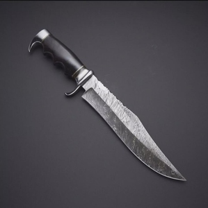 Vente en gros personnalisé OEM ODM Coutellerie Professionnel Couteaux de Chasse et Bowie Acier Damas Drop Point Bull Horn Handle - Product Image 1