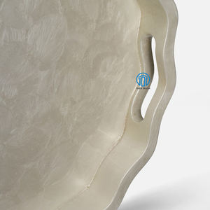Nacre blanche plateau rond bord de vague plateau de service décoratif fait à la main vadrouille coquille plateau Vietnam décor à la maison fournisseur - Product Image 4