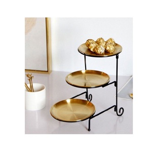 Polished Gold Metal Cake Stand Pedestal for Wedding Dessert Display <b>Party</b> <b>Table</b> Center Celebration Styling and Event Setup - Product Image 2