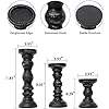 Juego de 3 portavelas de pilar de madera de granja rústica para decoración navideña del hogar en negro - Product Image 4