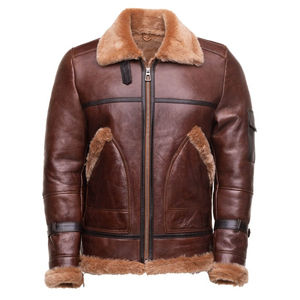 Blouson aviateur en cuir pour homme, style motard, grande taille, toile, hiver, chaud, logo sur le devant - Product Image 6