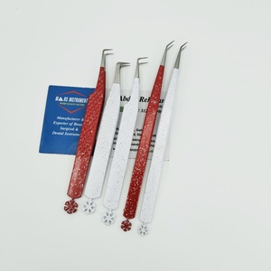 Pince à épiler d'extension de cils en acier inoxydable à revêtement en poudre rose à 90 degrés avec pointe de volume - Product Image 3