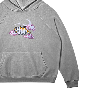 Grey Cloud Tiger Embroidered <b>Hoodie</b> Unisex Streetwear Oversized Harajuku Pullover <b>Aesthetic</b> Cute Design Fashion Sweatshirt <b>Hoodi</b> - Product Image 4
