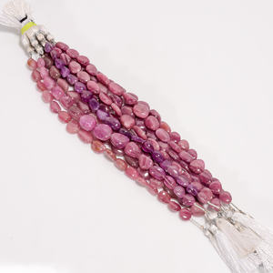 ลูกปัดไพลินสีชมพูแซฟไฟร์รูปทรงเรียบลูกปัดแซฟไฟร์สีชมพูสำหรับทำเครื่องประดับ - Product Image 1