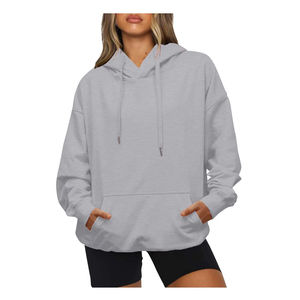 High Quality Women's Crop Top <b>Drop</b> Shoulder Hoodies Customized Logo New Fashionable Winter Name Brand Wholesale - Product Image 4