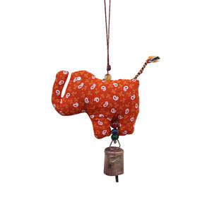 Handmade Bohemian <b>Elephant</b> Hanging Ornament Recycled Cotton Fabric with Beads Bells for Home Wall Art Creative Diwali Style - Product Image 2