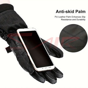 Guantes de Esquí de Invierno de Cuero Personalizados para Hombre, Impermeables, Cálidos, para Nieve, Snowboard, Moto de Nieve, Deportes de Esquí, con Bolsillo con Cremallera - Product Image 3