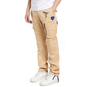 Haute qualité 100% coton hommes Sport décontracté Cargo pantalon léger toile tissu mi-taille pantalons de survêtement coupe ample vente de mode - Product Image 3