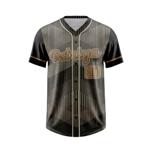 Wholesale <b>Heat</b>-Transfer Printed Front Baseball Jersey Team V-Neck Unisex Uniform Full Button Solid Pattern Lightweight - Product Image 1