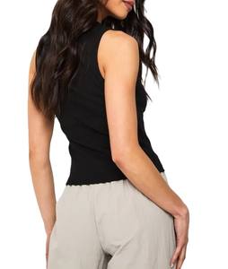 Camiseta sin mangas de alta calidad para yoga y gimnasio para mujer, diseño de cremallera completa, camiseta sin mangas de Color negro transpirable y cómoda - Product Image 2