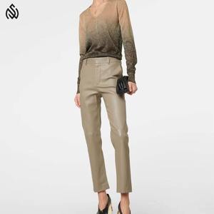 กางเกงหนังสำหรับผู้หญิงกางเกงหนังแบบลำลองสีทึบระบายอากาศได้ดีบางพอดี - Product Image 4