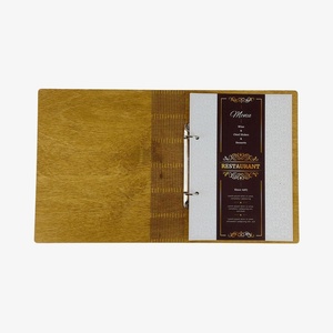 Durable A4 cubierta de menú de madera calidad cuero menú carpeta libro para Cafetería Restaurante Bar Hotel-Suministros de restaurante de calidad - Product Image 2