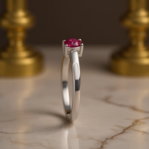 Anello di Fidanzamento Classico in Argento Sterling 925 con Rubino Naturale Taglio a Pera da 0,18 Carati - Product Image 3