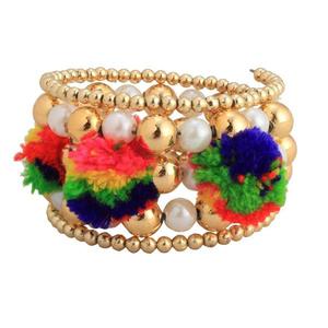 Fil de perle multicolore plaqué or Urthn Kada 1403305-Bracelet et bracelet élégant en perles - Product Image 1