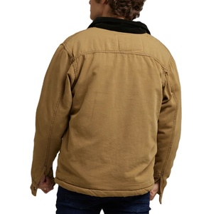 Vente en gros Veste de travail en toile Veste à capuche à capuche avec fermeture éclair et logo sérigraphié personnalisé recadrée et délavé - Product Image 6