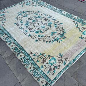 Alfombra Turca Vintage Grande de 5.7x9.7 pies, Alfombra de Lana Azul - Product Image 2