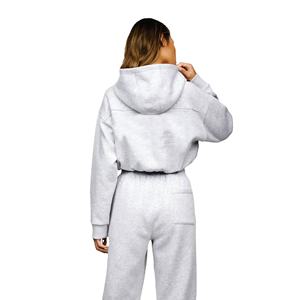 Última moda suéter con capucha en blanco sólido manga larga polar cálido Crop Top Sudadera con capucha para mujer en alta calidad 2025 - Product Image 4