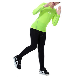 Ensembles de compression pour enfants respirants à séchage rapide Ensemble de yoga de fitness de haute qualité Ensemble de compression deux pièces pour femme unisexe haute. - Product Image 5