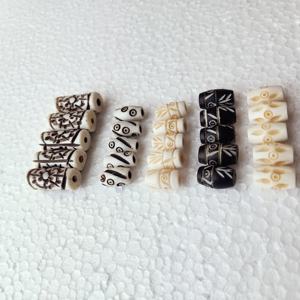 custom made hand carved bone bead in tube shape ideal for resale by bone jewelry designers and for resale purposes. - Product Image 6