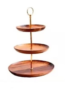 Présentoir à gâteau en bois rond à 3 niveaux conçu sur mesure Présentoir à gâteau de mariage à bon prix - Product Image 2