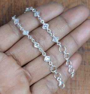 White Topaz Sterling <b>Silver</b> Adjustable Bracelet Handmade Gemstone Jewelry April Birthstone Gift For <b>Women</b> - Product Image 6