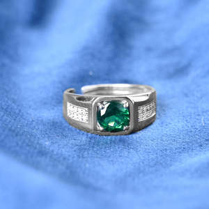 NOVAMART Fine Geometric Rhodium Plated 925 Sterling <b>Silver</b> <b>Men's</b> <b>Ring</b> with Zircon Stone Wholesale Export - Product Image 3