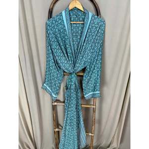 Vintage Chic Recycled Silk Sari <b>Robe</b> Women's Boho Kimono for <b>Beach</b> Resort Wear for Bridesmaid Lounge Wedding Gown Cover Ups - Product Image 5