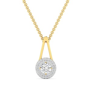 Colgante de diamante redondo con halo para novia, 0.50 ct, color F, claridad VS, diamante cultivado en laboratorio en oro de 14K, para boda, compromiso o fiesta. - Product Image 1