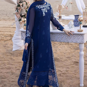 Latest Pakistani Indian Style Chiffon Party <b>Dress</b> for Women Customized Embroidered Salwar Suit New Design for Ladies' Parties - Product Image 1