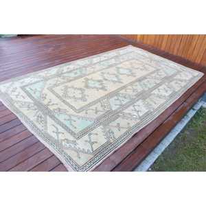 Alfombra de 5.2x8.4 pies, Alfombra Turca Vintage Grande, Alfombra de Lana Azul - Product Image 2