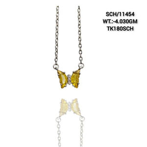 Cadena de estilo moderno de 18 \ "con colgante de plata maciza 925, regalo de Navidad, collar de dama de honor de oro con piedras preciosas de mariposa de cuarzo amarillo - Product Image 3