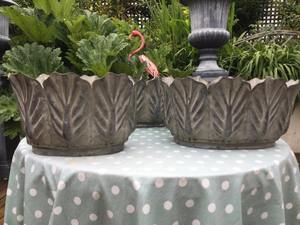 Macetas de Metal con hojas de Metal galvanizado, Juego de 3 macetas de estilo rústico francés, macetero de Metal decorativo, Estilo Vintage, para bodas y campo - Product Image 4