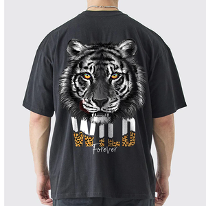 Venta al por mayor de gran tamaño de la camiseta Drop Shoulder Plain 100% algodón de impresión gráfica personalizada Casual Streetwear Tee - Product Image 1