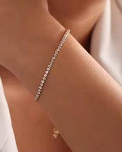 สร้อยข้อมือเทนนิสประดับเพชรสำหรับผู้หญิงสร้อยข้อมือเทนนิสประดับเพชรทรงกลมสำหรับงานแต่งงานทอง14K ในห้องปฏิบัติการ - Product Image 4