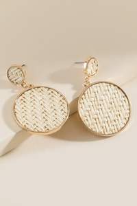 Boucles d'oreilles en rotin faites à la main, tissées naturellement, légères, bijoux de mode - Product Image 2