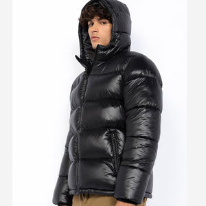 Veste matelassée brillante d'hiver pour hommes, coupe-vent rembourré, logo bulle à capuche noir épais, pour veste d'extérieur, nouvel arrivage - Product Image 3