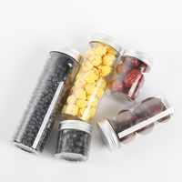 Pot en plastique PET transparent personnalisé avec couvercle à vis en aluminium et large ouverture pour l'emballage des aliments secs, impression UV disponible