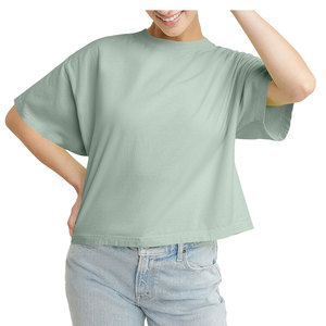 Custom Women's T-shirts Short Sleeve Crew Neck 100% cotton Basic <b>Tee</b> Blank Black <b>White</b> <b>Plain</b> Crop top T Shirt for women - Product Image 1