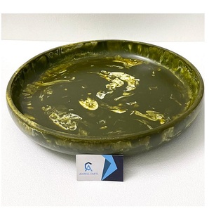 Luxury <b>Home</b> Hotel Round Resin Fruit and Salad Plates Affordable Price Top Quality Round-shaped Green Resin Serving Platter - Product Image 5