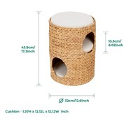Lit pour chat surélevé en jacinthe d'eau tressée à la main de haute qualité, pour petits chiens, deux niveaux de couchage, coussin doux, portable, en carton