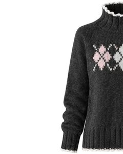 Manufacturer Custom Premium Men Turtleneck Argyle Knit Sweater Soft <b>Warm</b> Winter Pullover Casual Fashion Top Brown Blue Color - Product Image 3