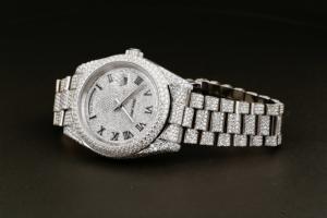 round Moissanite <b>Diamond</b> & 925 Sterling Silver Unique Mechanical <b>Watch</b> Luxury Antique Style with 41mm Dial ETA Movement - Product Image 6