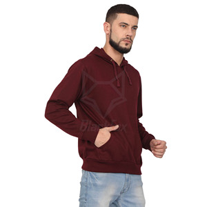 Sweat-shirt à capuche pour homme, couleur marron, coupe classique, en coton, décontracté, avec poche avant, couleur unie, pour l'automne - Product Image 4