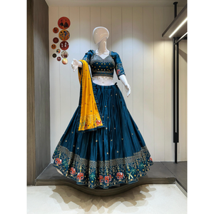 Ensemble Chaniya Choli ethnique pour femmes, tissu en coton pur coloré, traditionnel, pour le festival Navratri, Garba, Dandiya, Lehenga, fête - Product Image 4