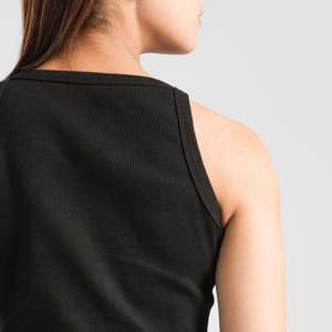 One Size Black Ribbed Tank Casual Sexy Floral Printed Square Collar Breathable Knitted Fabric Made Nylon Spandex for Club Wear - Product Image 5