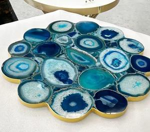 รอบหินอาเกตการออกแบบที่ทันสมัยห้องนั่งเล่นหรูหราด้านข้างของหินอัญมณีโต๊ะกาแฟหินควันท็อปเฟอร์นิเจอร์อาเกต - Product Image 2