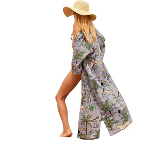 Kimono de Algodón Orgánico para Mujer, Bata de Baño Transpirable y Suave hasta la Rodilla, Ropa de Dormir, Bata de Estar por Casa, para la Playa, Frida, Día de San Valentín - Product Image 1