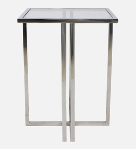 Prix en vrac Hot Selling Table d'extrémité en verre trempé clair avec base en métal poli brillant - Product Image 4