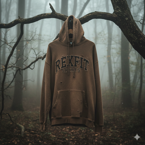 Sudadera con Capucha de Forro Polar con Cremallera Completa y Bordado Desgastado de Rexfit Sports para Hombre |   Sudadera con Capucha Informal para Ropa Urbana - Product Image 4