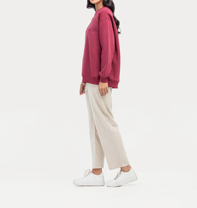 Logo personnalisé délavé à la pierre 100% coton polaire surdimensionné pull ras du cou sweat femmes broderie de haute qualité - Product Image 3